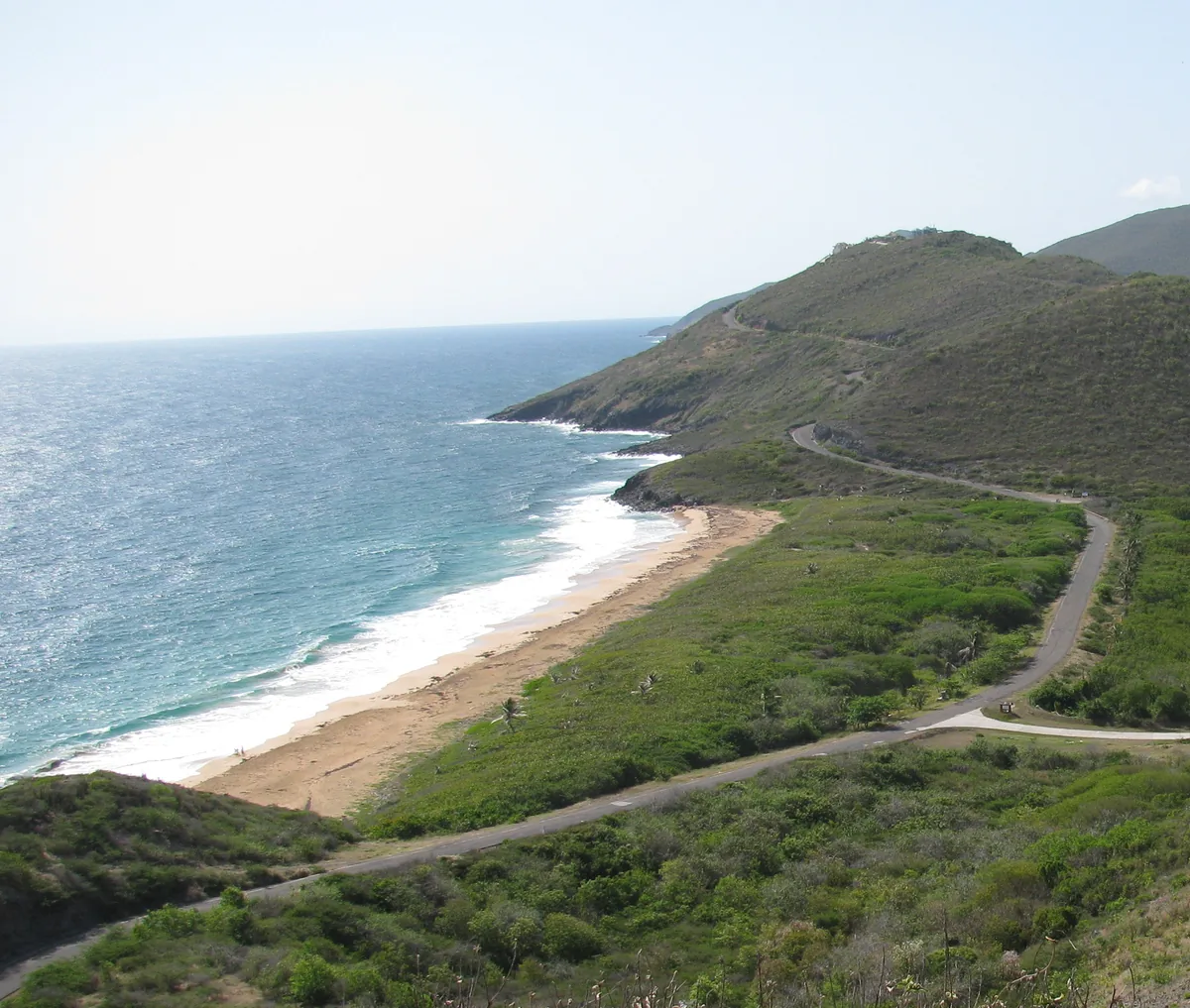 The Atlantic side of St Kitts seen from the slopes of Timothy Hill